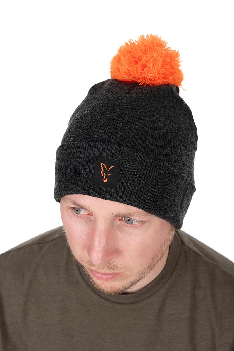 Chargez l'image dans la visionneuse de la galerie, Fox Collection Bobble Hat - Black/Orange | Cappello a Pompon