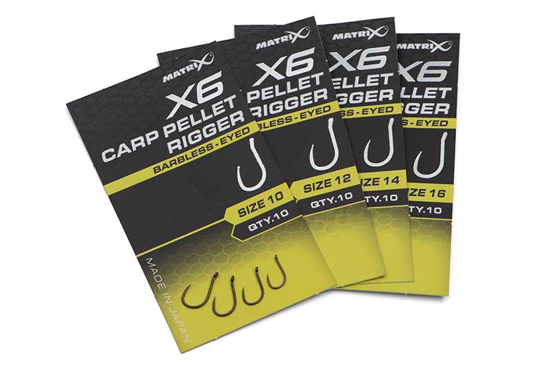 Load image into Gallery viewer, Matrix X6 - Carp Pellet Rigger Hooks Barbless Eyed