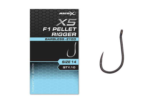 Matrix X5 - F1 Pellet Rigger Hooks Barbless Eyed