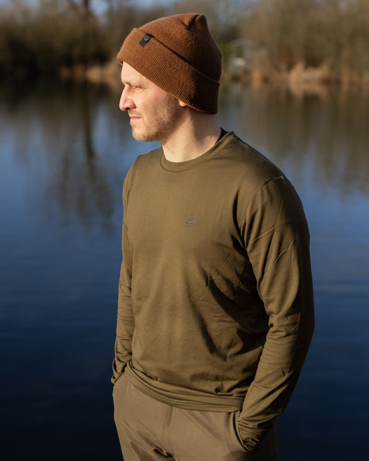 KORDA MOCK NECK THERMAL LS SHIRT DARK OLIVE