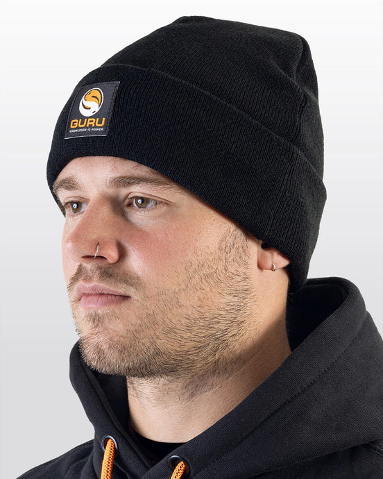 Guru Black Patch Beanie - Cuffia Nera con Logo