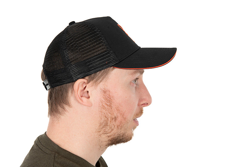 Carica immagine in Galleria Viewer, Fox Collection Trucker Cap Black &amp; Orange
