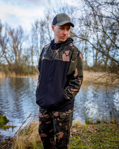 Fox Lw Black/Camo Split Zip Hoody