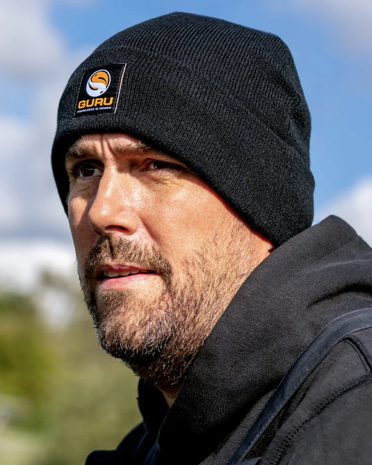 Guru Black Patch Beanie - Cuffia Nera con Logo
