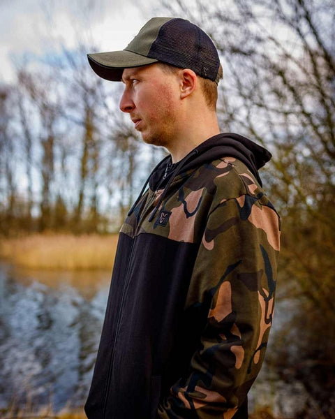 Fox Lw Black/Camo Split Zip Hoody
