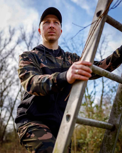 Fox Lw Black/Camo Split Zip Hoody