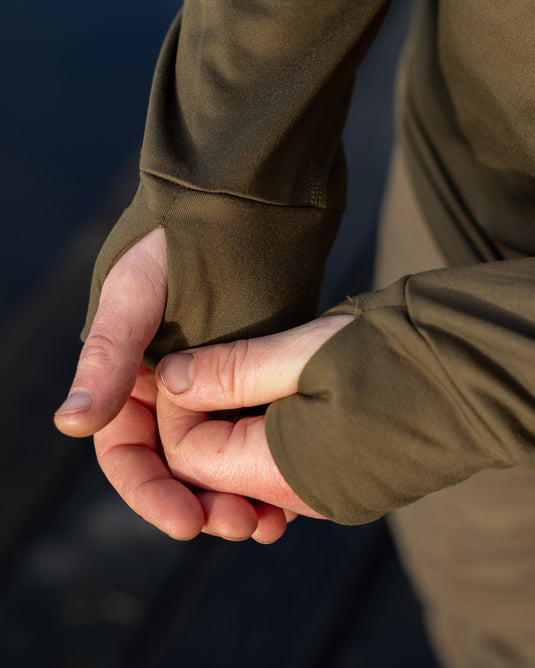 KORDA MOCK NECK THERMAL LS SHIRT DARK OLIVE