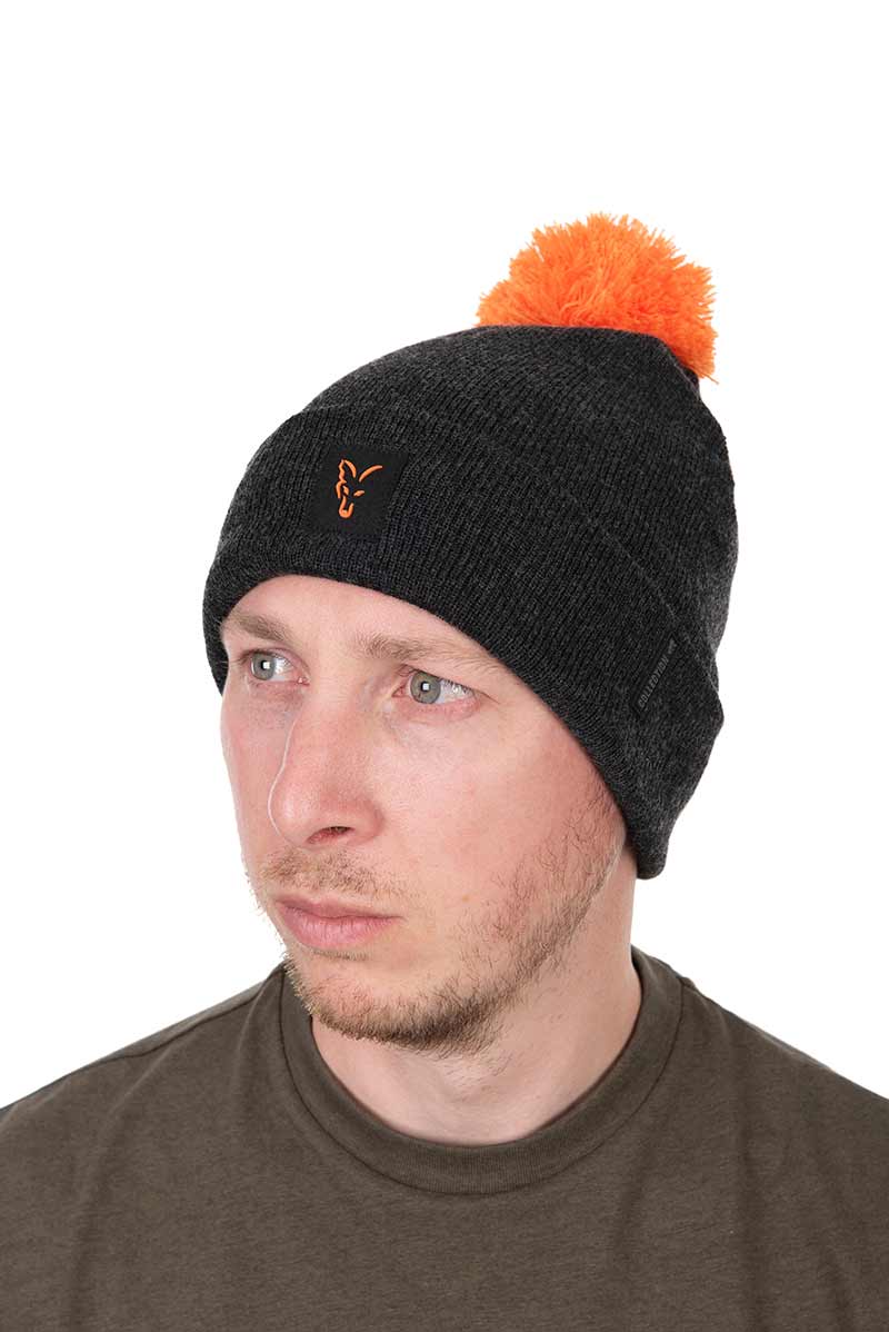 Chargez l'image dans la visionneuse de la galerie, Fox Collection Bobble Hat - Black/Orange | Cappello a Pompon
