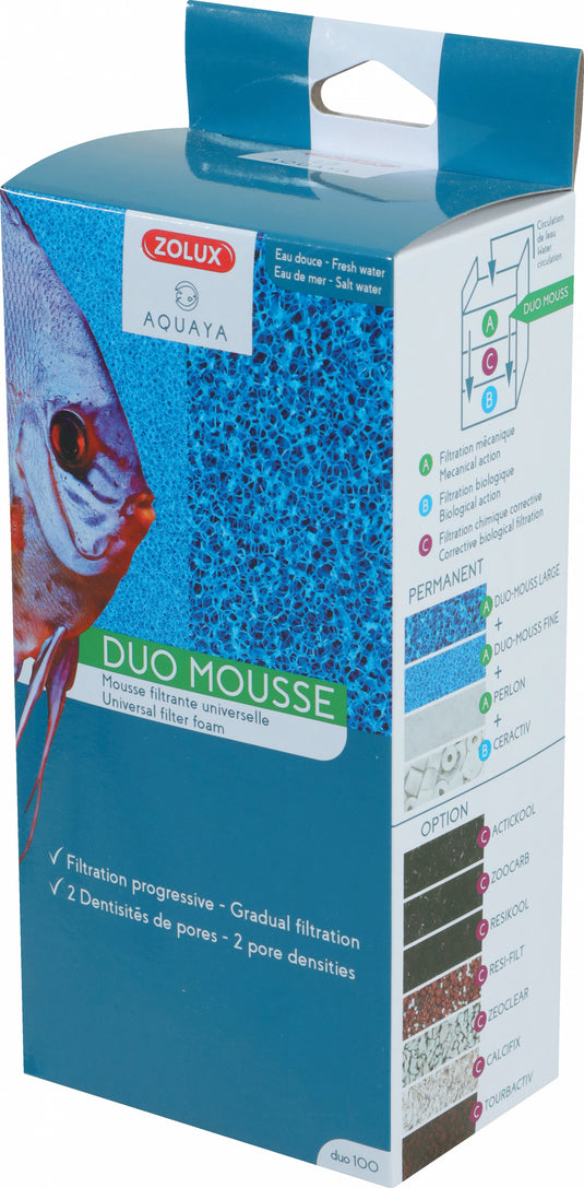 ZOLUX - Duo Mouss' 100 - Spugne Filtranti per Acquario