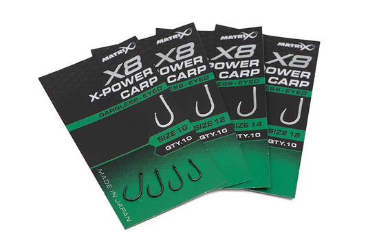 Matrix X8 - X-Power Carp Hooks Barbless Eyed