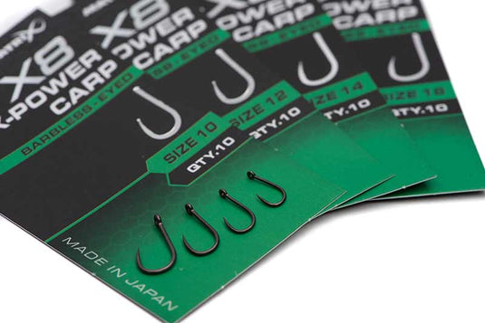 Matrix X8 - X-Power Carp Hooks Barbless Eyed