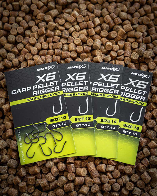 Matrix X6 - Carp Pellet Rigger Hooks Barbless Eyed
